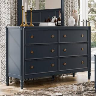 Furniture of America Whitfield Modern French Blue 6-Drawer 62 in. Dresser With Cedarwood-Lined Bo... | The Home Depot