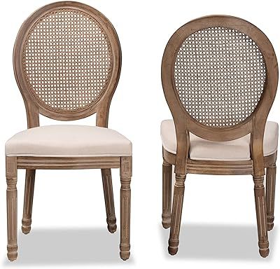 Virabit French Dining Chairs Set of 2, Rattan Farmhouse Upholstered Dining Chairs with Curved Backre | Amazon (US)