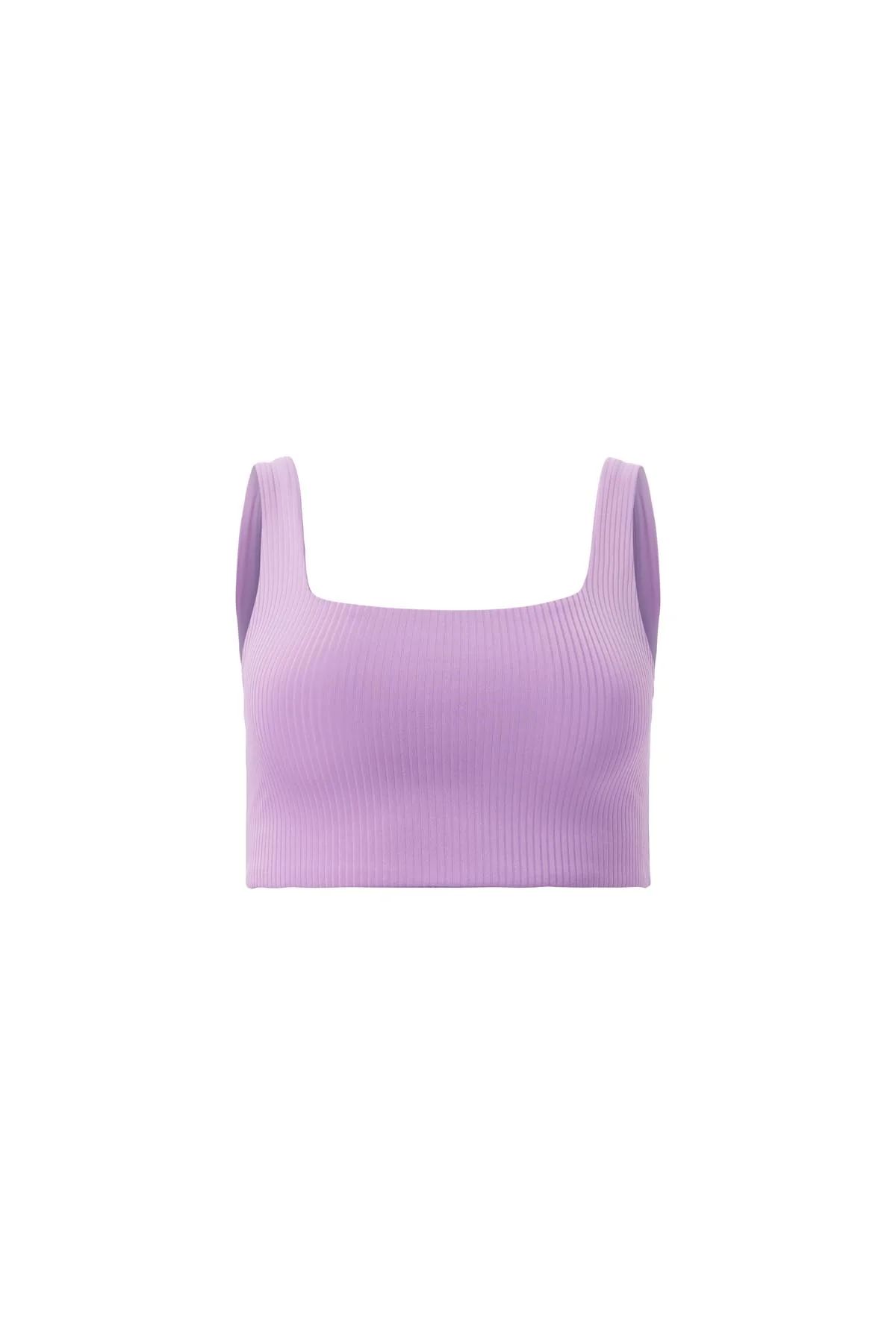 Violet RIB Tommy Cropped Bra (L) | Girlfriend Collective
