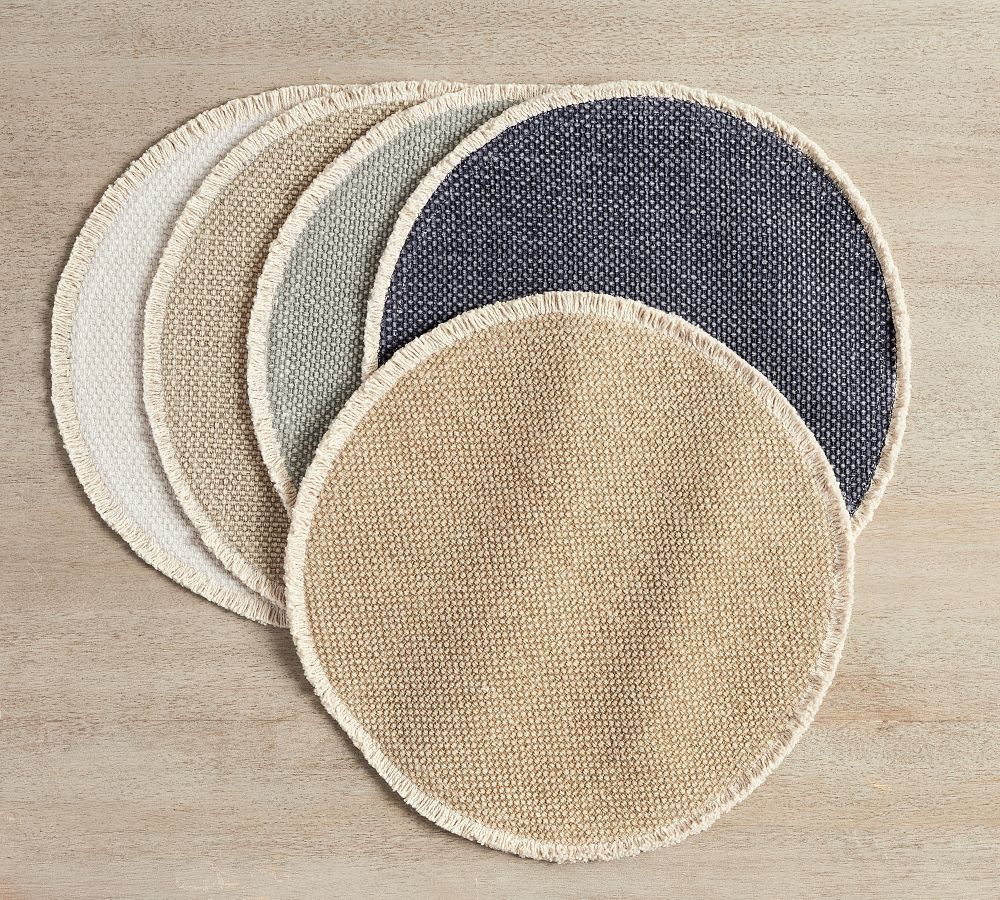 Mason Handwoven Cotton Fringe Round Placemats - Set of 4 | Pottery Barn (US)