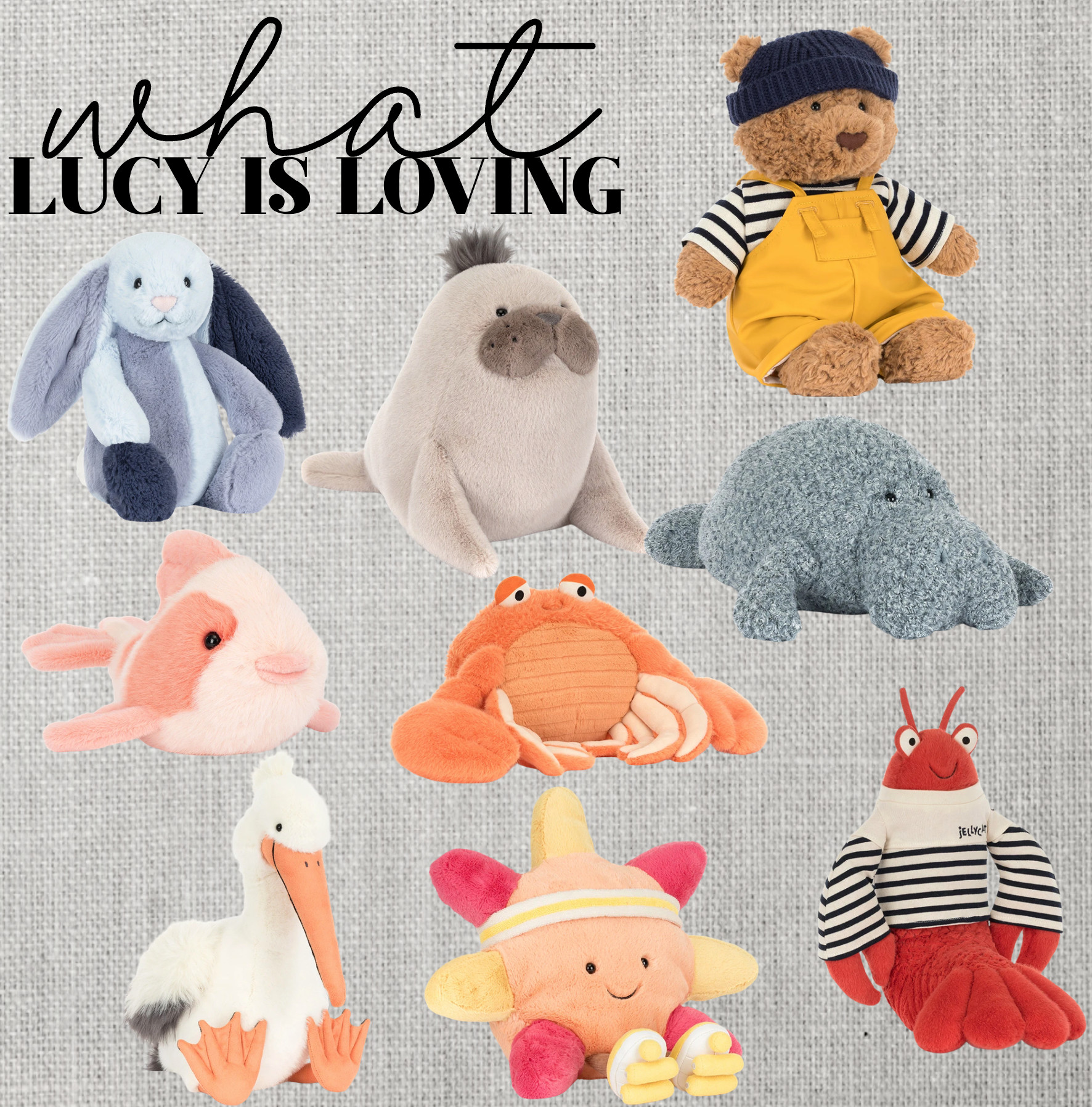 Lucy LOVES Jellycats, and they just released their summer collection! Which one is your favorite? The Bartholomew Bear is mine! These will sell out, so get them before they are gone!
 

 