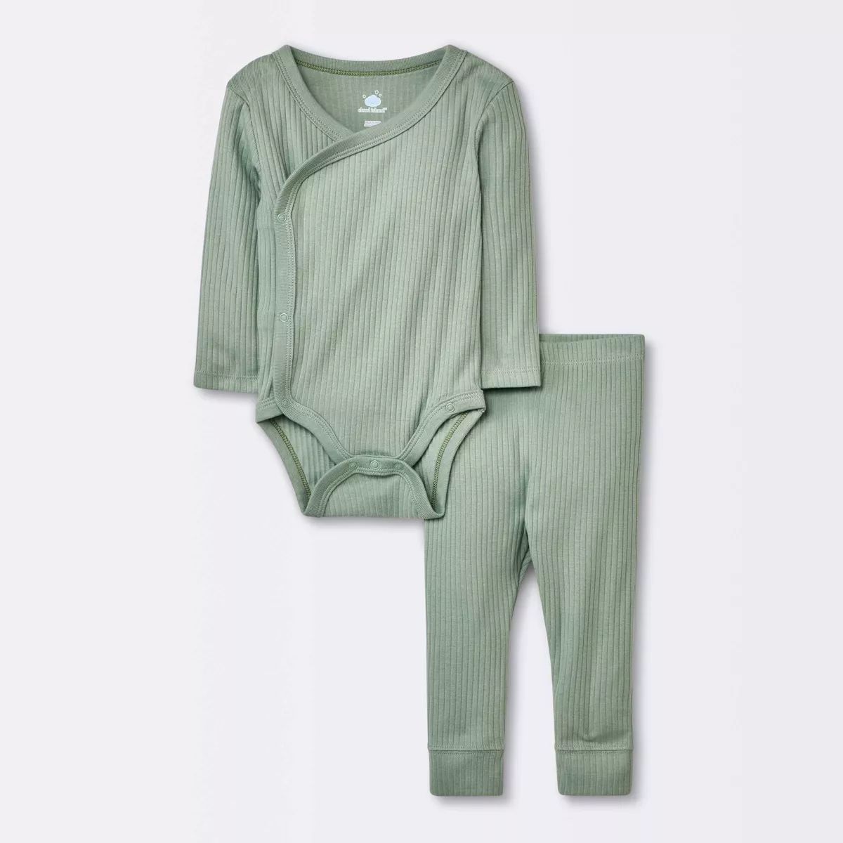 Baby Basic Wide Rib Side Snap Bodysuit & Pants Set - Cloud Island™ Green | Target