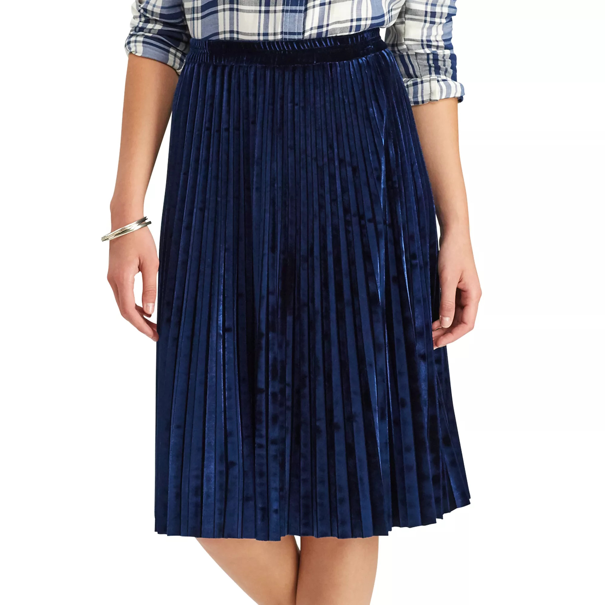 Chaps Women's Metallic Faux-Suede Pleated Midi Skirt | Kohl's