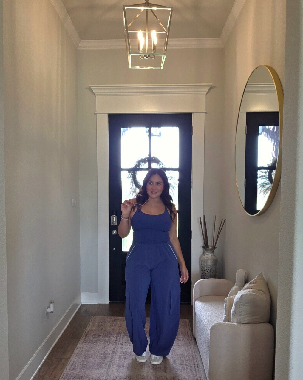 Wearing both in a large, pants tall version. I am 5'6 for reference 

