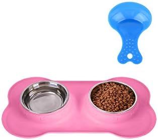 Hubulk Pet Dog Bowls 2 Stainless Steel Dog Bowl with No Spill Non-Skid Silicone Mat + Pet Food Sc... | Amazon (US)