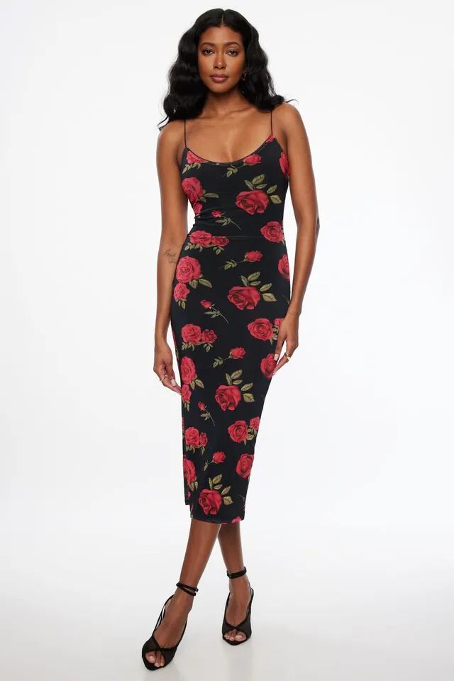 Floral Mesh Slip Maxi Dress | Dynamite Clothing