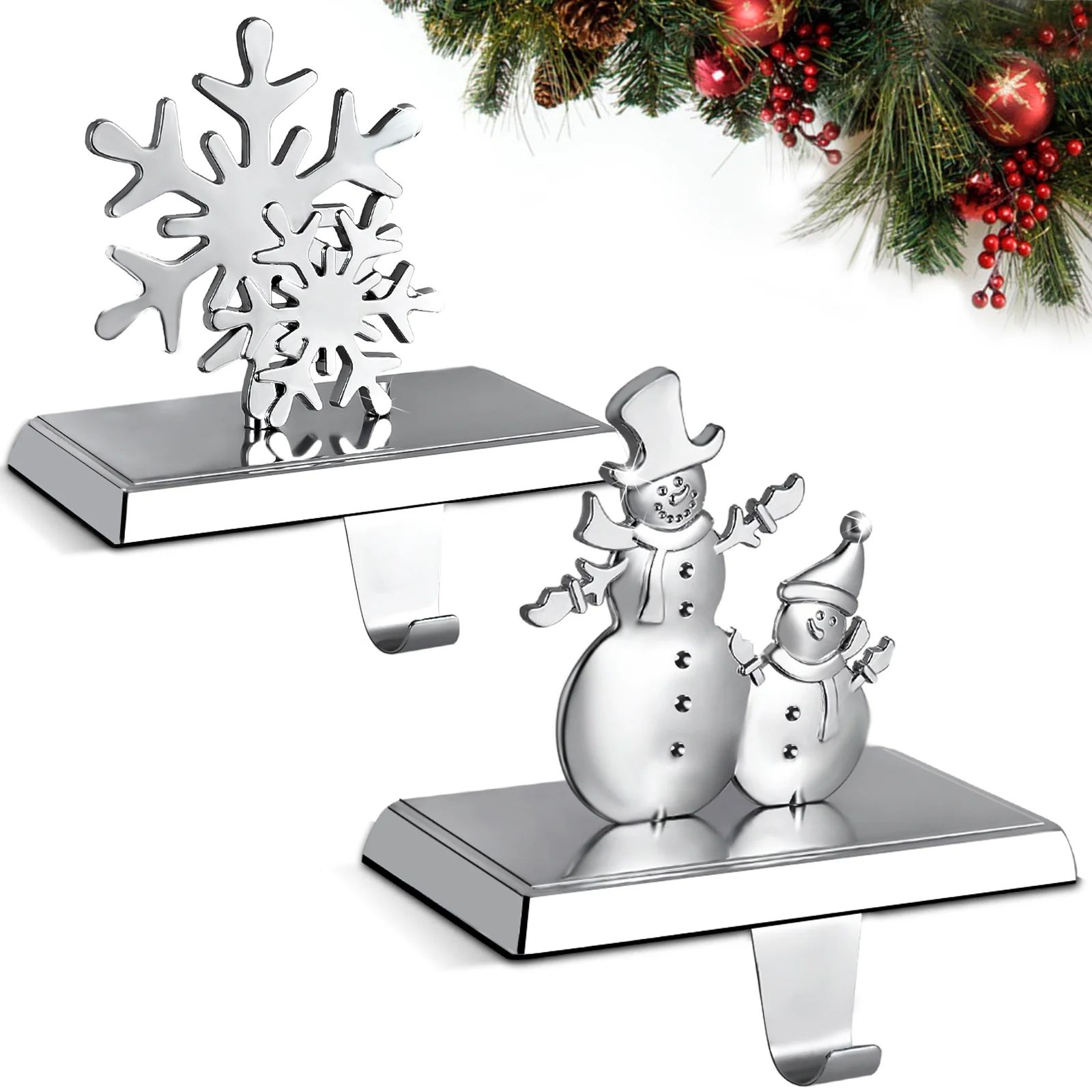 Christmas Stocking Holders - Set of 2 Assorted Styles，snowflake Stocking Holder  and snowman Xm... | Walmart (US)