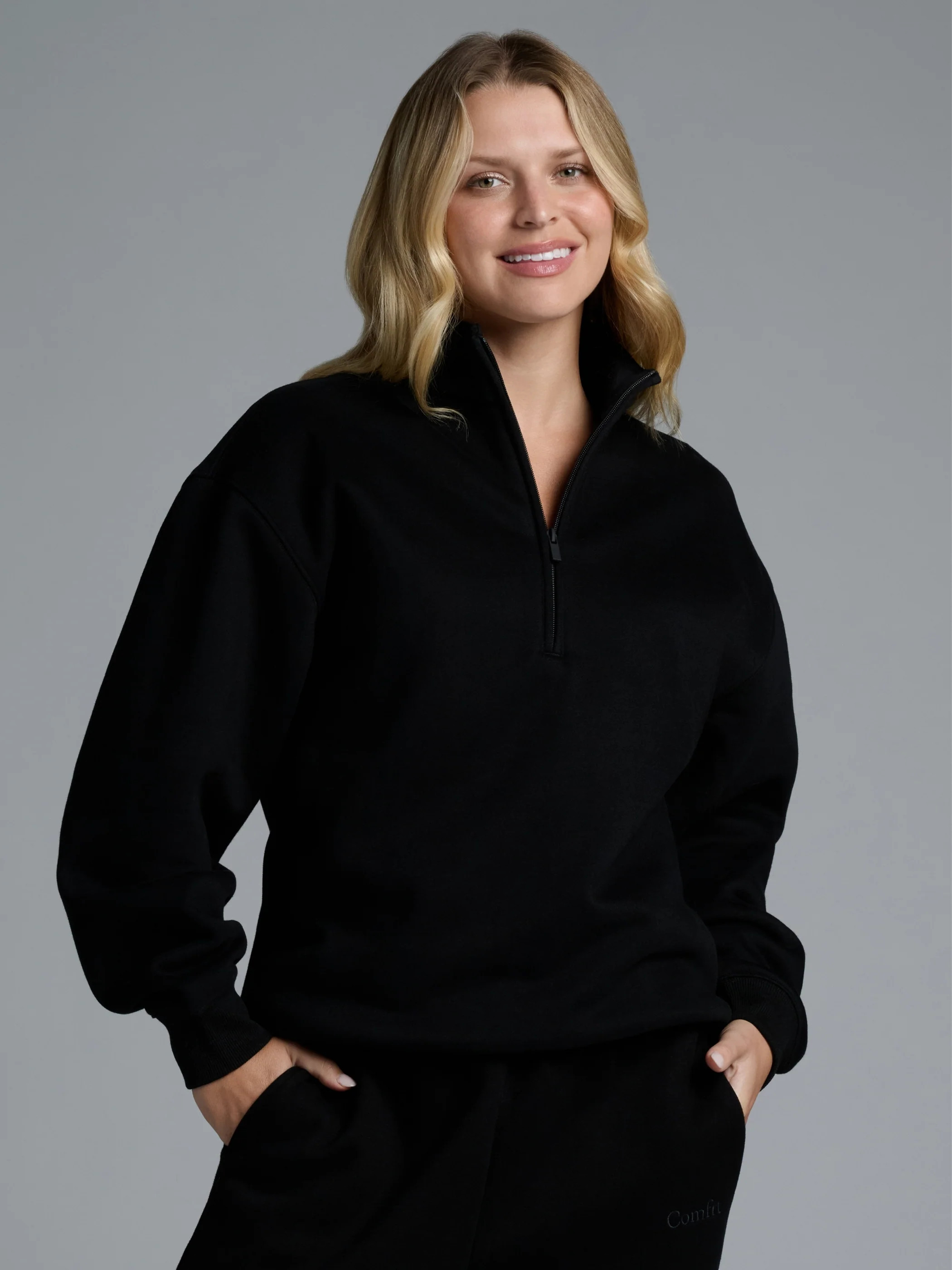 Comfrt Basic Quarter Zip Mock Neck | Onyx Black | M | Medium | Comfrt