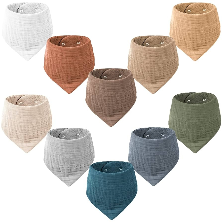 Konssy Muslin Baby Bibs 10 Pack Baby Bandana Drool Bibs 100% Cotton for Unisex Boys and Girls, So... | Amazon (US)