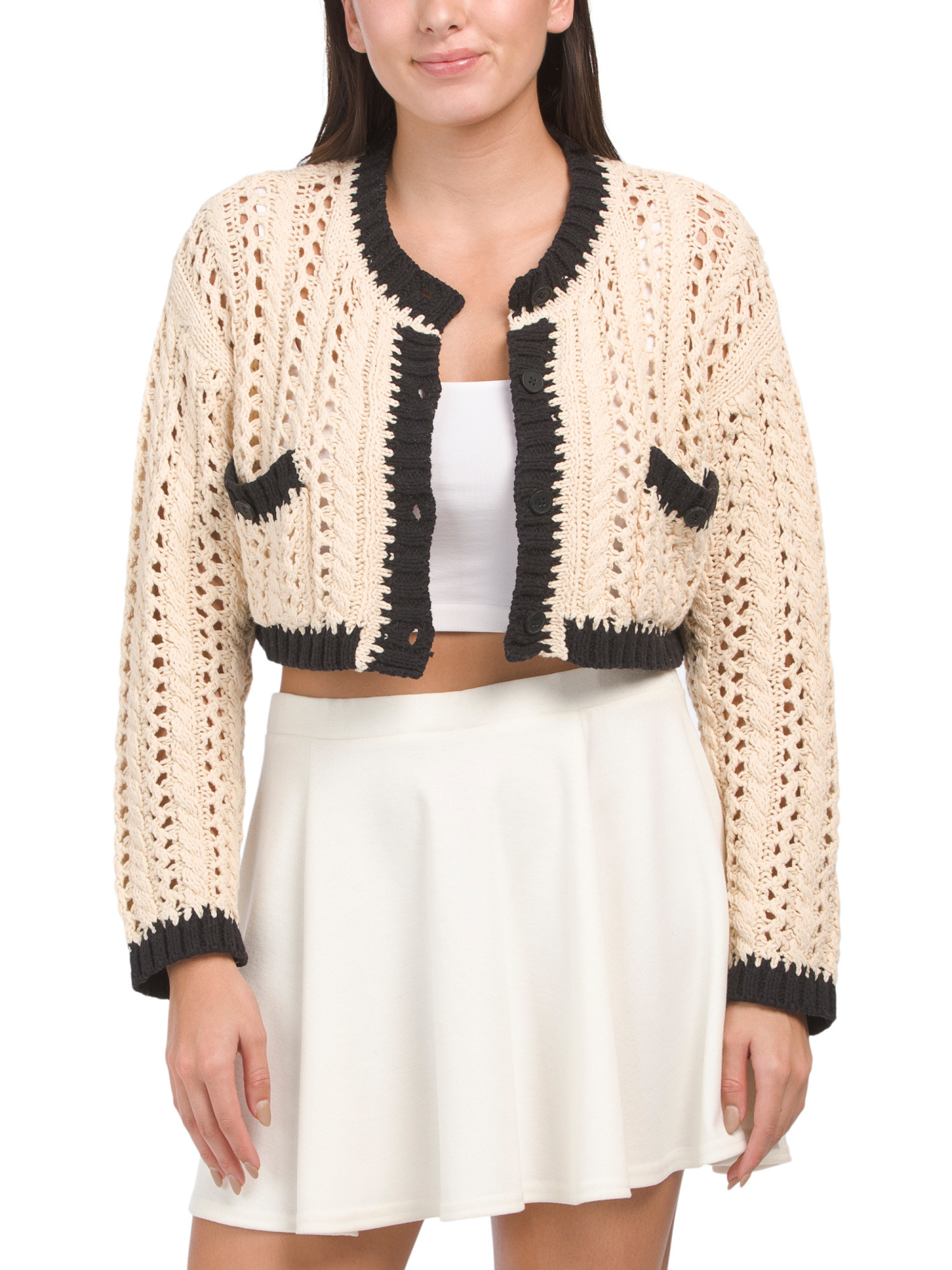Crochet Hole Knitted Cardigan | TJ Maxx