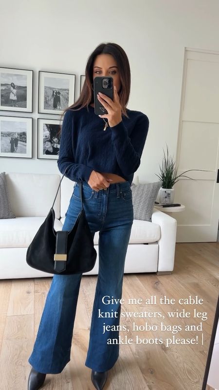 Bring on all the cable knit sweaters, ankle boots, hobo bags, and wide leg jeans! I snagged these pieces from @jcrew recently. Shop them here along with a few other Fall favorites #inJCrew #ad 

#LTKSeasonal #LTKstyletip