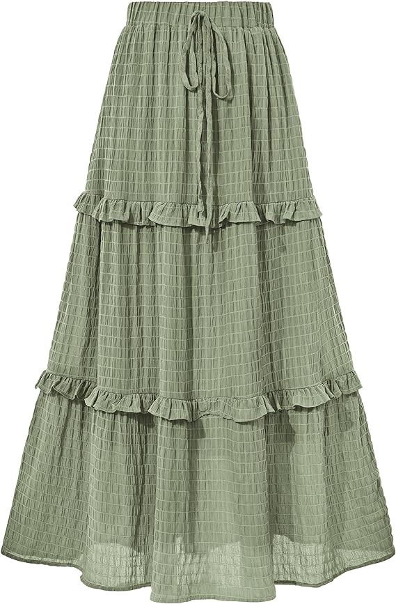 BTFBM Women's Long Summer Skirt 2024 Elegant High Waist Cocktail Party Wedding Guest Dress Flared... | Amazon (US)