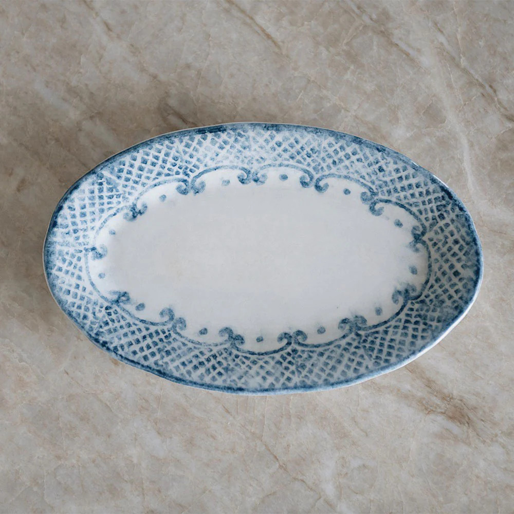 Hand-Painted Indigo Ceramic Tray | Roan Iris