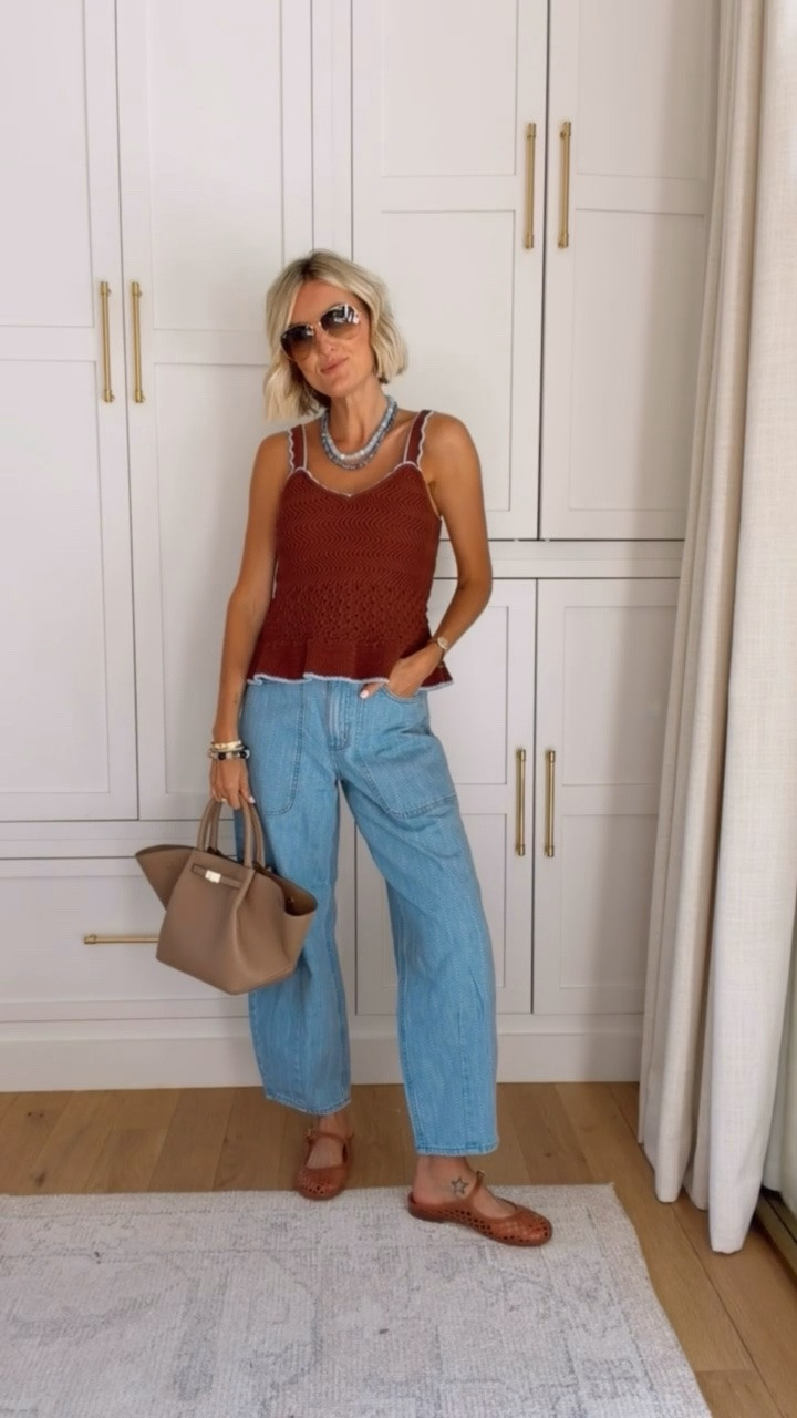 Love this for a more elevated everyday look! I’ve been so impressed with these barrel jeans 😍 wearing XS/4.

Loverly Grey, Target find, Target fashion, brown crochet tank top, barrel jeans, barrel denim

#LTKootd #LTKSeasonal