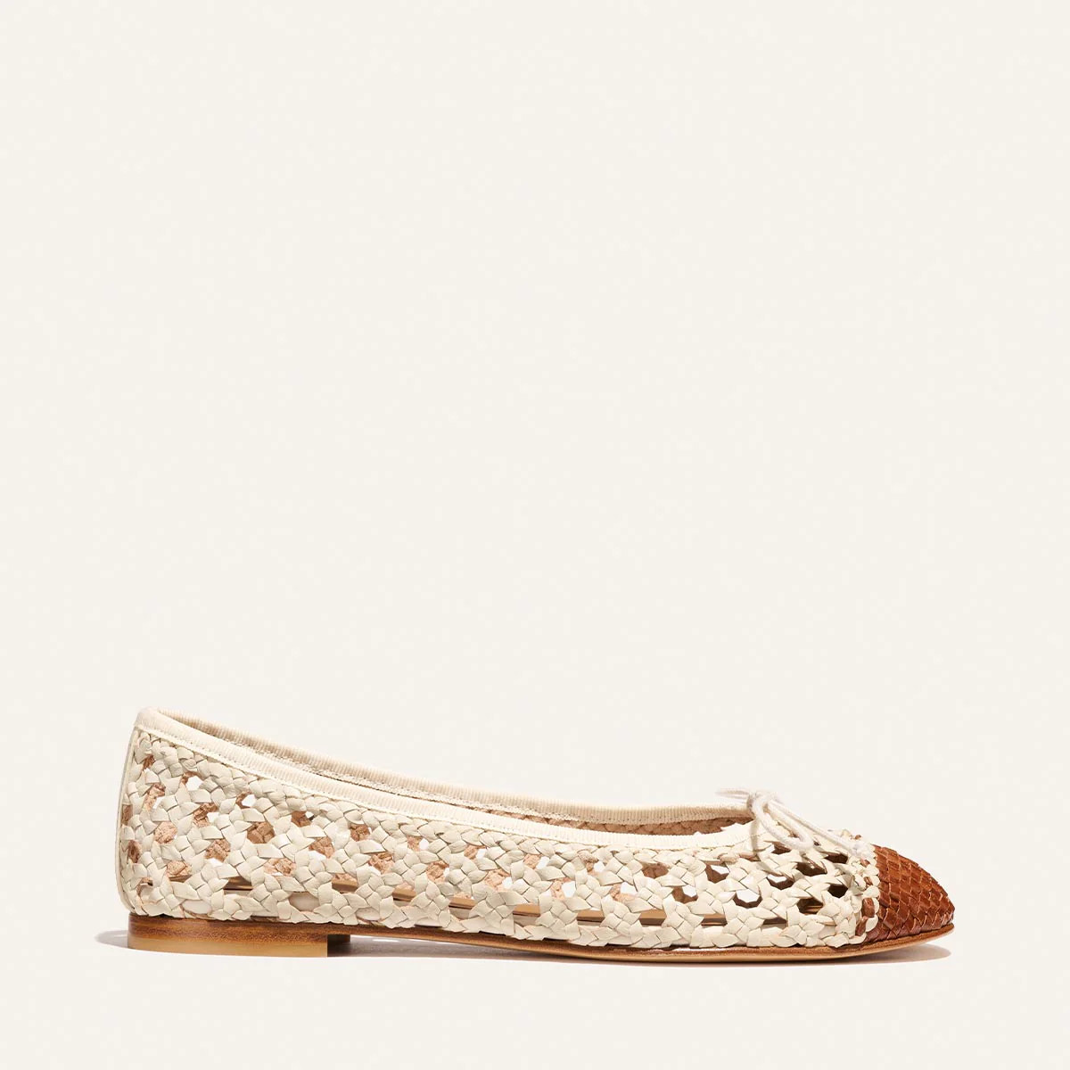 The Demi - Ecru and Saddle Woven Leather | Margaux