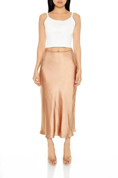 Satin Slip Midi Skirt | Forever 21