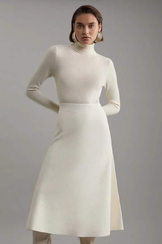 Lydia Millen Viscose Blend Milano Knit Full Midi Skirt | Karen Millen UK + IE + DE + NL