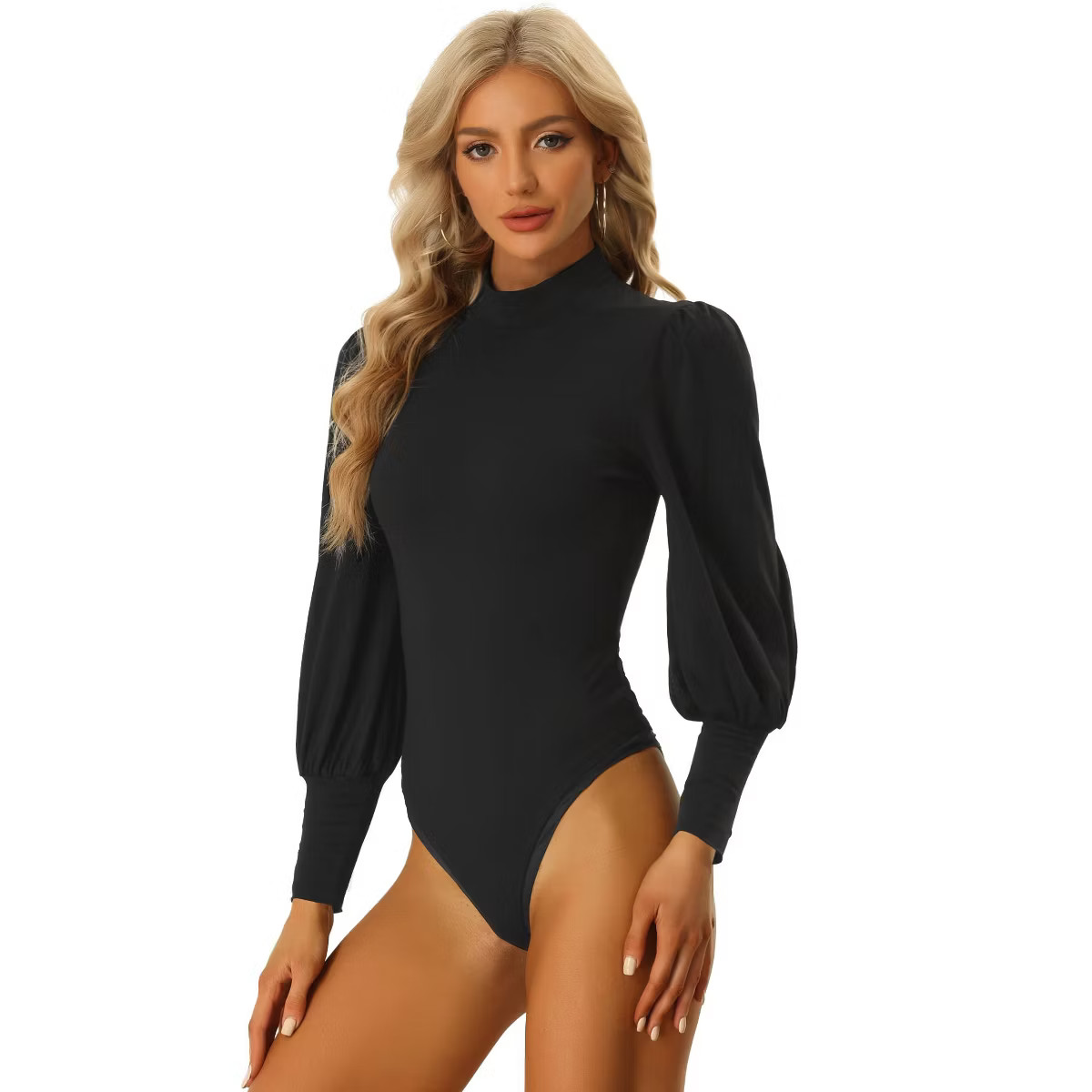 Allegra K Women's Mock Neck Puff Sleeve Long Sleeves T Shirts Tops Bodysuits | Target
