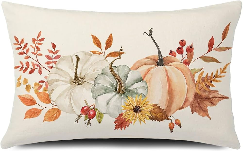 GTEXT Fall Pillow Cover Autumn Decor Pumpkins Fall Leaves Throw Pillow Cover 12x20 inch Farmhouse... | Amazon (US)