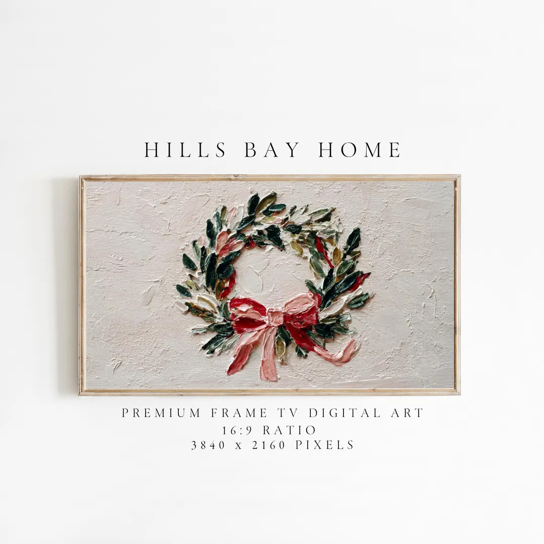 Christmas Wreath Frame Tv Art, Digital Download Art for Frame Tv, Winter Tv Art, Christmas Tv Art... | Etsy (US)