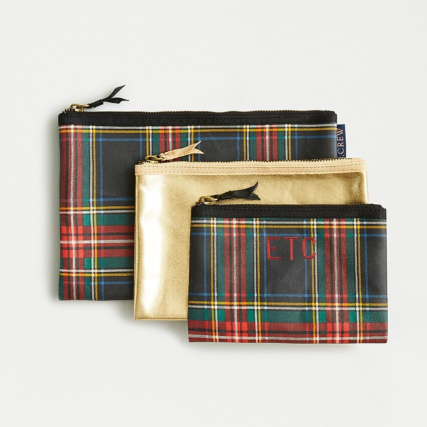 Pouch set in Stewart tartan and gold | J. Crew US