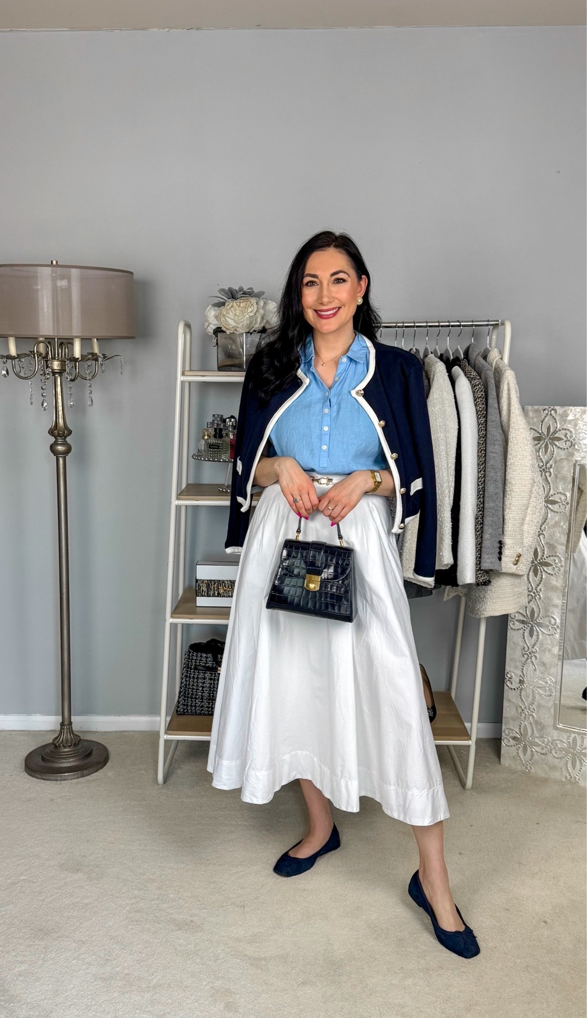 Classy spring outfit 🩵

Navy cardigan 
Light blue linen top 
White midi skirt 
Navy flats 

Work outfit 
Work wear
Business casual 
Summer outfit 
Classy outfit

#LTKWorkwear #LTKSeasonal