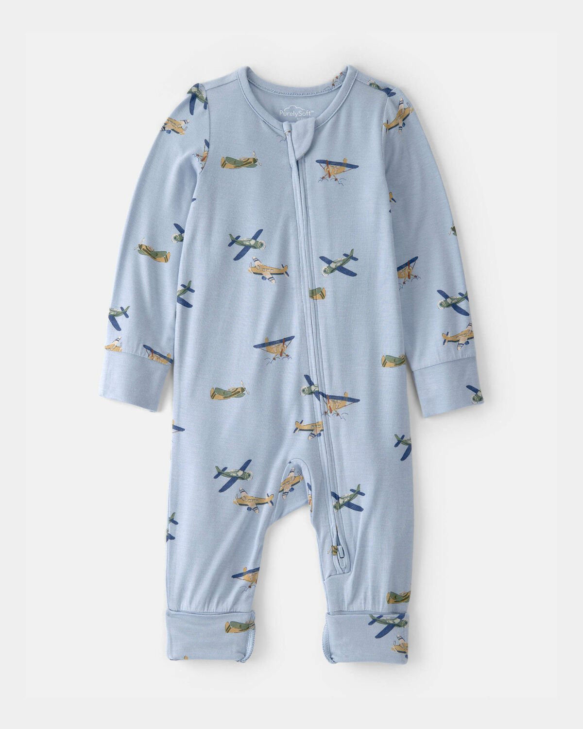 Baby Boy Plane 2-Way Zip PurelySoft Sleep & Play Pajama - Blue | Carter's Inc