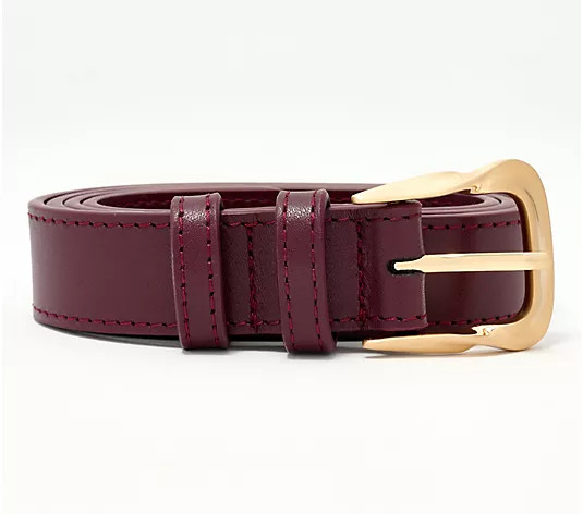 Complliments Leather Belt with Polished Metal Buckle - QVC.com | QVC