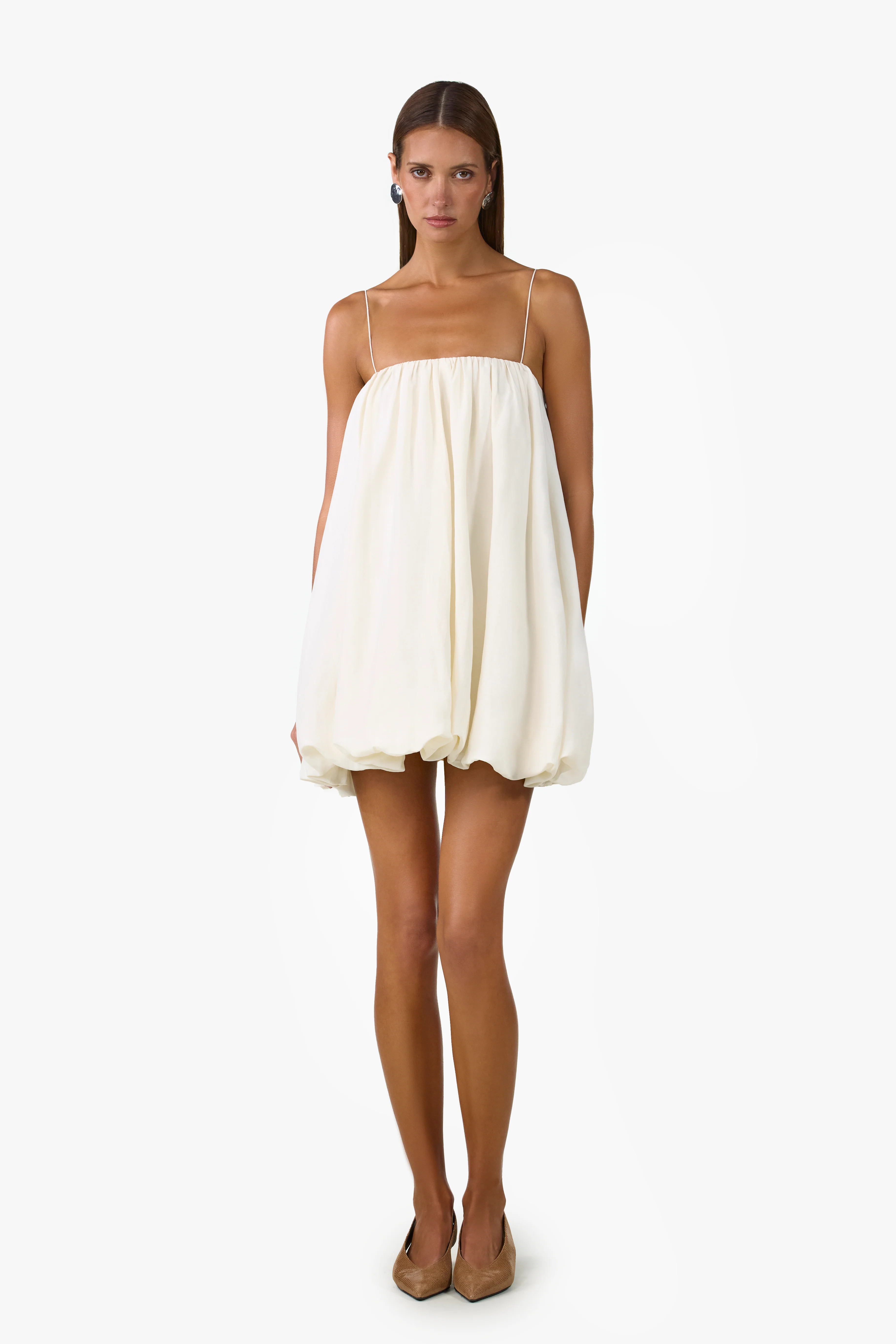 Bubble Mini Dress (Cream) | SAME