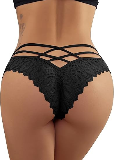 Milumia Women Sexy Floral Lace Underwear Criss Cross Seamless Bikini Panty Brief | Amazon (US)
