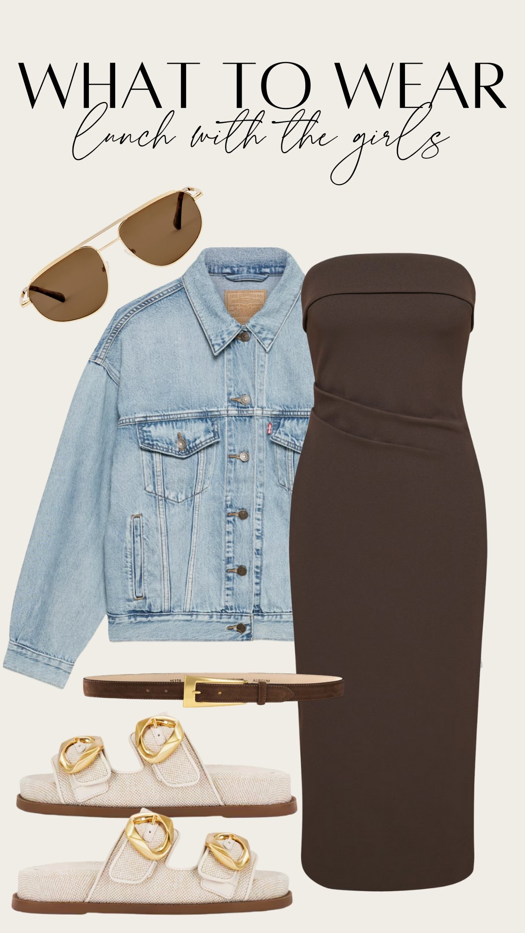 Causal lunch date or girls night outfit idea! I love dressing down a dress like this with sandals and a denim jacket 

#LTKStyleTip