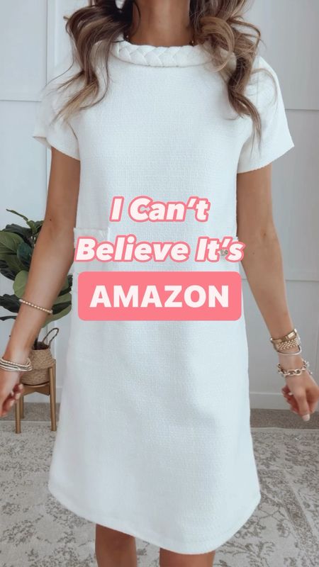 I can’t believe this spring dress is Amazon! The tweed material feels nice and high end. Wear for Easter, graduation, Mother’s Day, baby shower or out with girlfriends. Comes in multiple colors. I’m wearing a size xsmall #springoutfit #easteroutfit 

#LTKfindsunder100 #LTKfindsunder50 #LTKsalealert