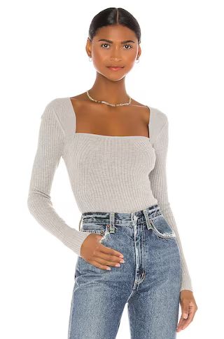 Lovers + Friends Tie Back Fitted Rib Sweater in Heather Grey from Revolve.com | Revolve Clothing (Global)