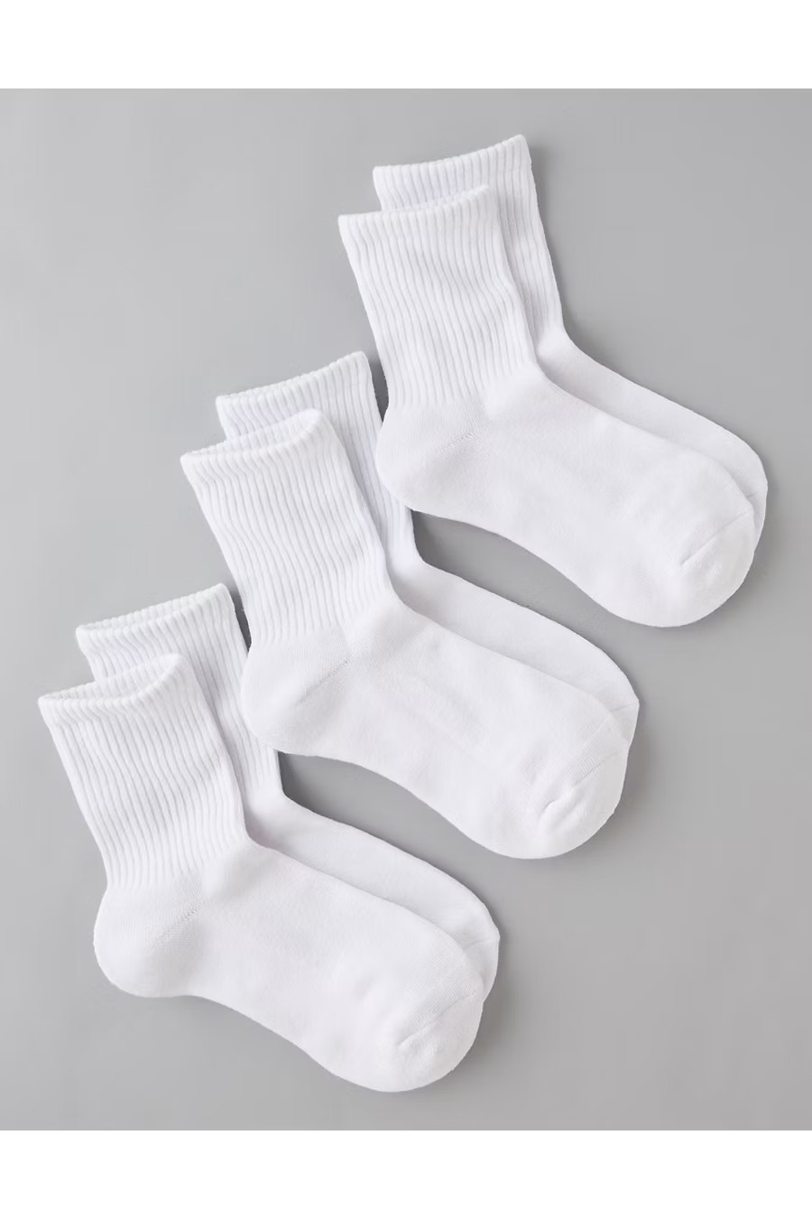 AE Solid Cropped Crew Socks 3-Pack Women's White One Size | American Eagle Outfitters (US & CA)