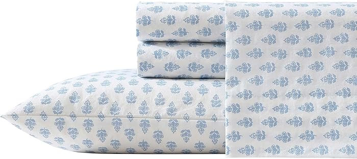 Laura Ashley - Twin Sheet Set, Crisp & Cool Cotton Percale Bedding with Deep Pockets, Lightweight... | Amazon (US)