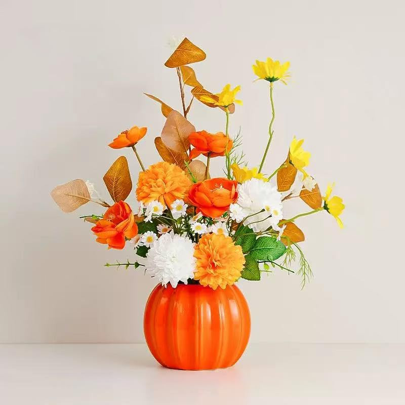 Artificial Flowers, Fake Flowers in Vase, Silk Flowers with Ceramic Vase, Faux Flowers Arrangemen... | Amazon (US)