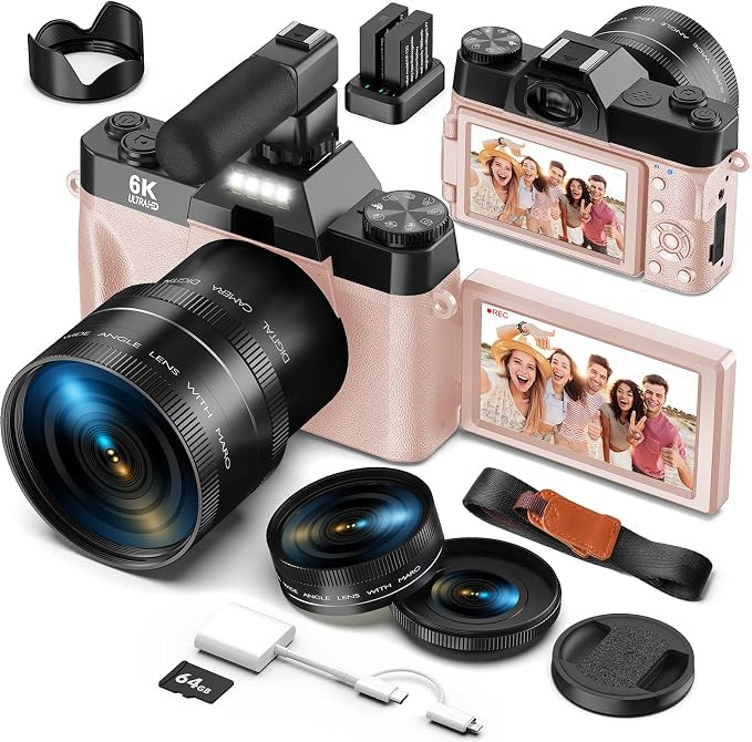 Yatao Digital Cameras for Photography and Vlogging, 6K 64MP Flip Screen, Dual Lens, Microphone fo... | Amazon (US)