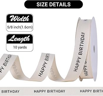 YAMA Happy Birthday Cotton Ribbon, 5/8 Inch x 10 Yard, Natural Ribbon for Gift Wrapping Crafts Fl... | Amazon (US)