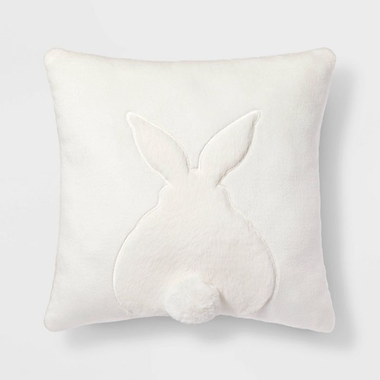 Faux Fur Bunny Easter Square Throw Pillow White - Spritz™ | Target