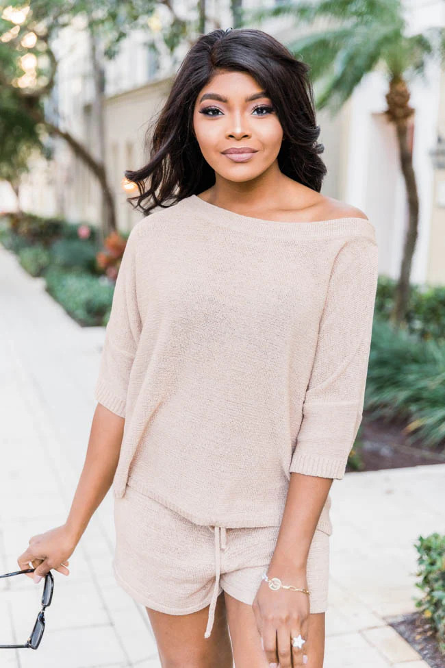 Lost In Direction Taupe Sweater Blouse | The Pink Lily Boutique