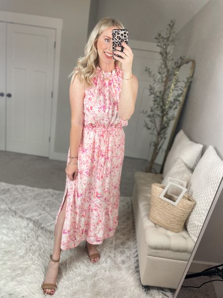 Weekend Walmart Wins try on 
Floral halter dress with slit- medium 

#LTKshoecrush #LTKunder50 #LTKwedding
