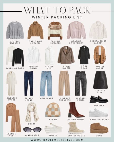 Sharing the ultimate winter packing list for any adventure. PLUS, I’ve got you covered with 15+ winter outfits for every occasion. Read the full post on www.travelmeetsstyle.com!




Cable knit sweater, neutral sweater, graphic sweatshirt, destination sweatshirt, ski destination sweatshirt, abercrombie sweater, sherpa shacket, layering tops, long sleeve rib top, white button down, puffer vest, plaid blazer, plaid coat, wool coat, puffer jacket, winter jacket, Patagonia jacket, sweater dress, skinny jeans, American Eagle jeans, mom jeans, abercrombie jeans, trouser pants, leather pants, leather skirt, lounge set, loungewear, checkered beanie, Jeffrey Campbell booties, brown boots, chunky loafers, Nike sneakers, white platform sneakers, platform uggs, winter boots, Sorel boots, snow boots, scarf, quay sunglasses, winter gloves 

#LTKstyletip #LTKtravel