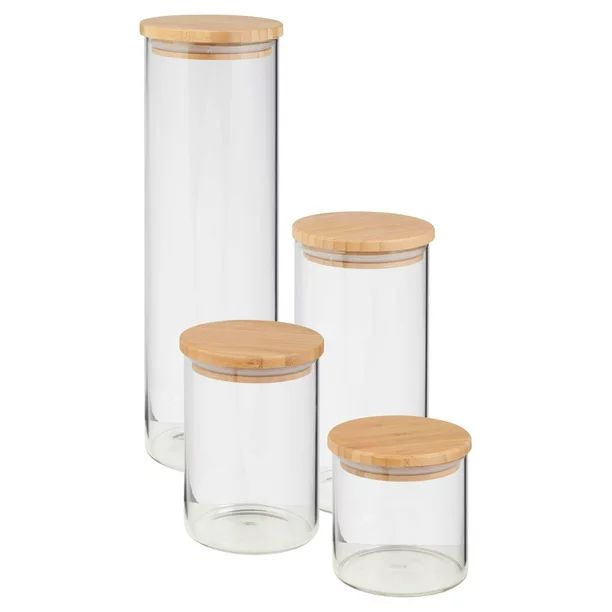 Mainstays 4 Pieces Glass Kitchen Canister Set with Bamboo Lids - Walmart.com | Walmart (US)