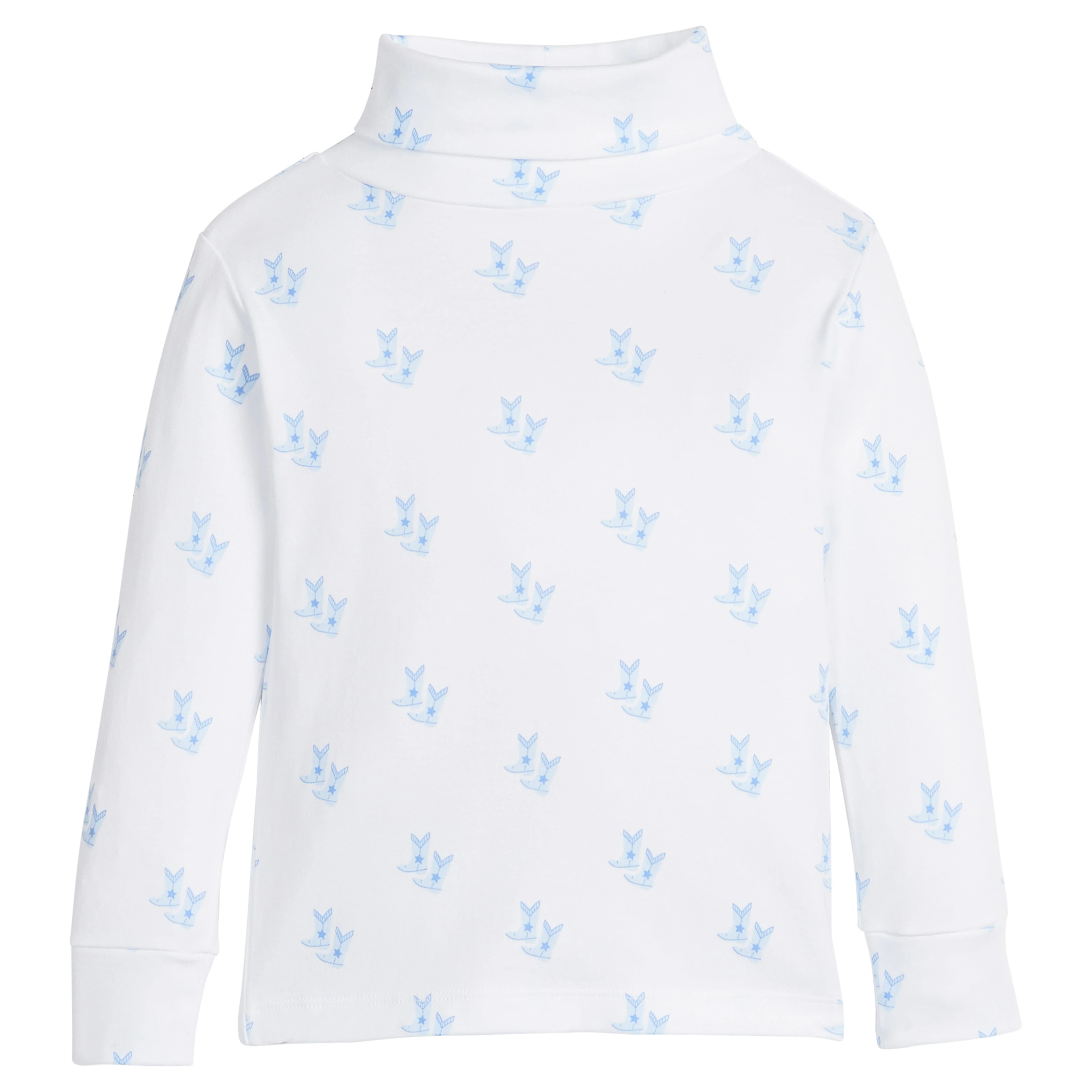 Printed Turtleneck - Blue Cowboy Boots | Little English