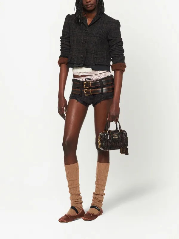 belted check shorts | Farfetch Global