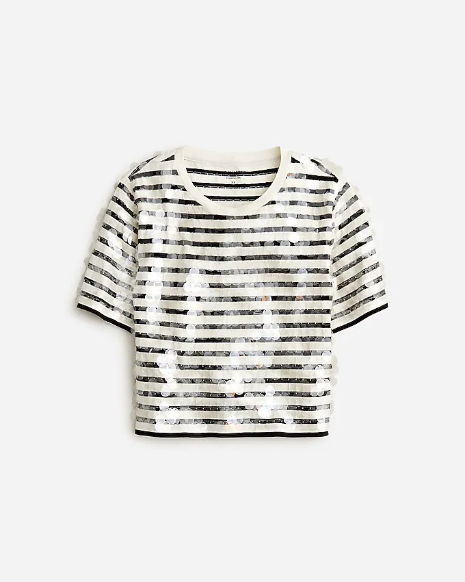 Broken-in jersey striped T-shirt with sequins | J. Crew US