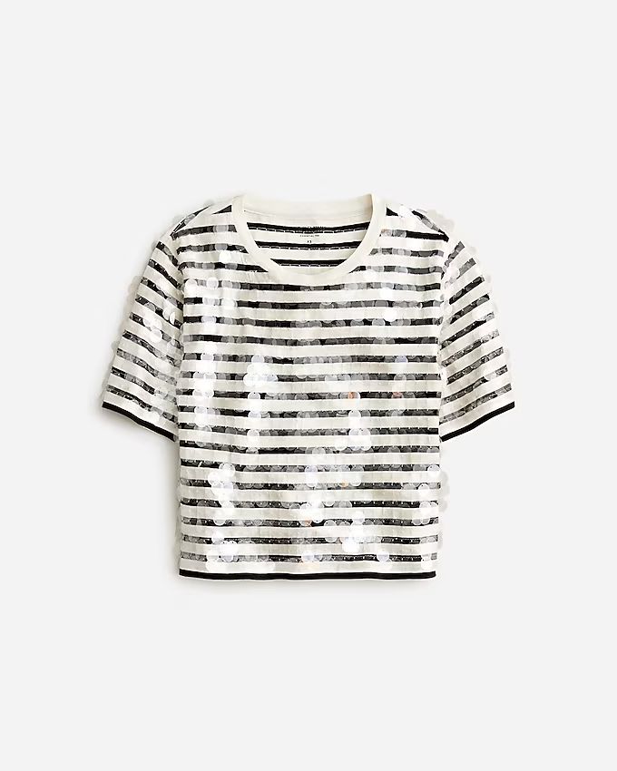 Broken-in jersey striped T-shirt with sequins | J.Crew US