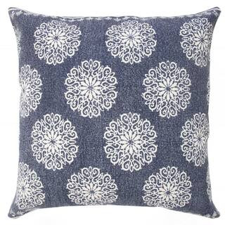 Traditional Royal Dark Blue/White 20 in. x 20 in. Fairytale Motif Bordered Indoor Throw Pillow 29... | The Home Depot