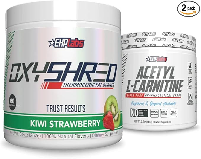 EHP Labs Shred + Acetyl Bundle - OxyShred Thermogenic Pre Workout Powder & Shredding Supplement -... | Amazon (US)