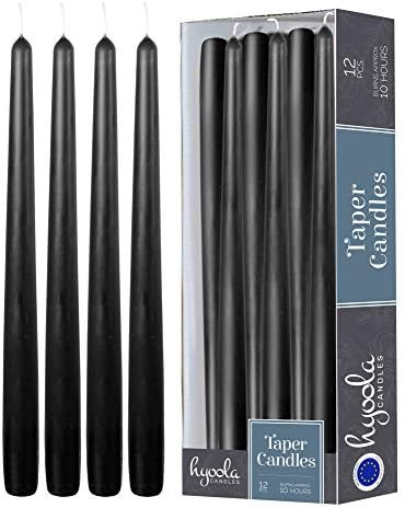 12 Pack Tall Taper Candles - 12 Inch Black Dripless, Unscented Dinner Candle - Paraffin Wax with ... | Amazon (US)
